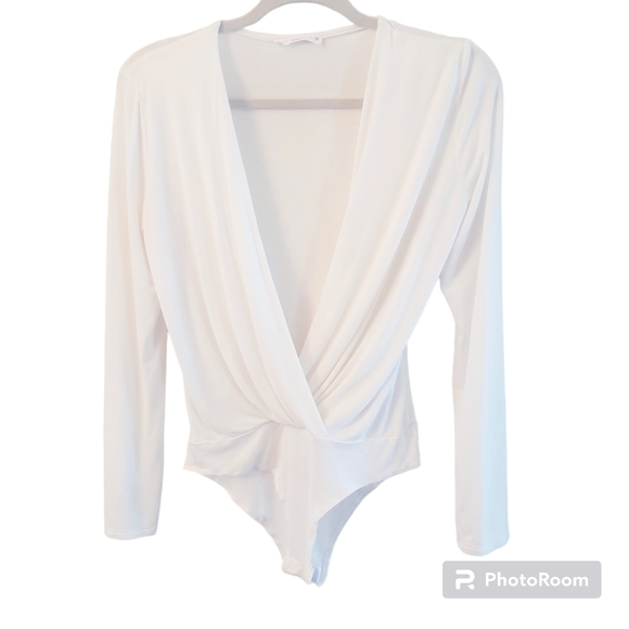 White Bodysuit V Neck Wasabi + Mint - Picture 2 of 10